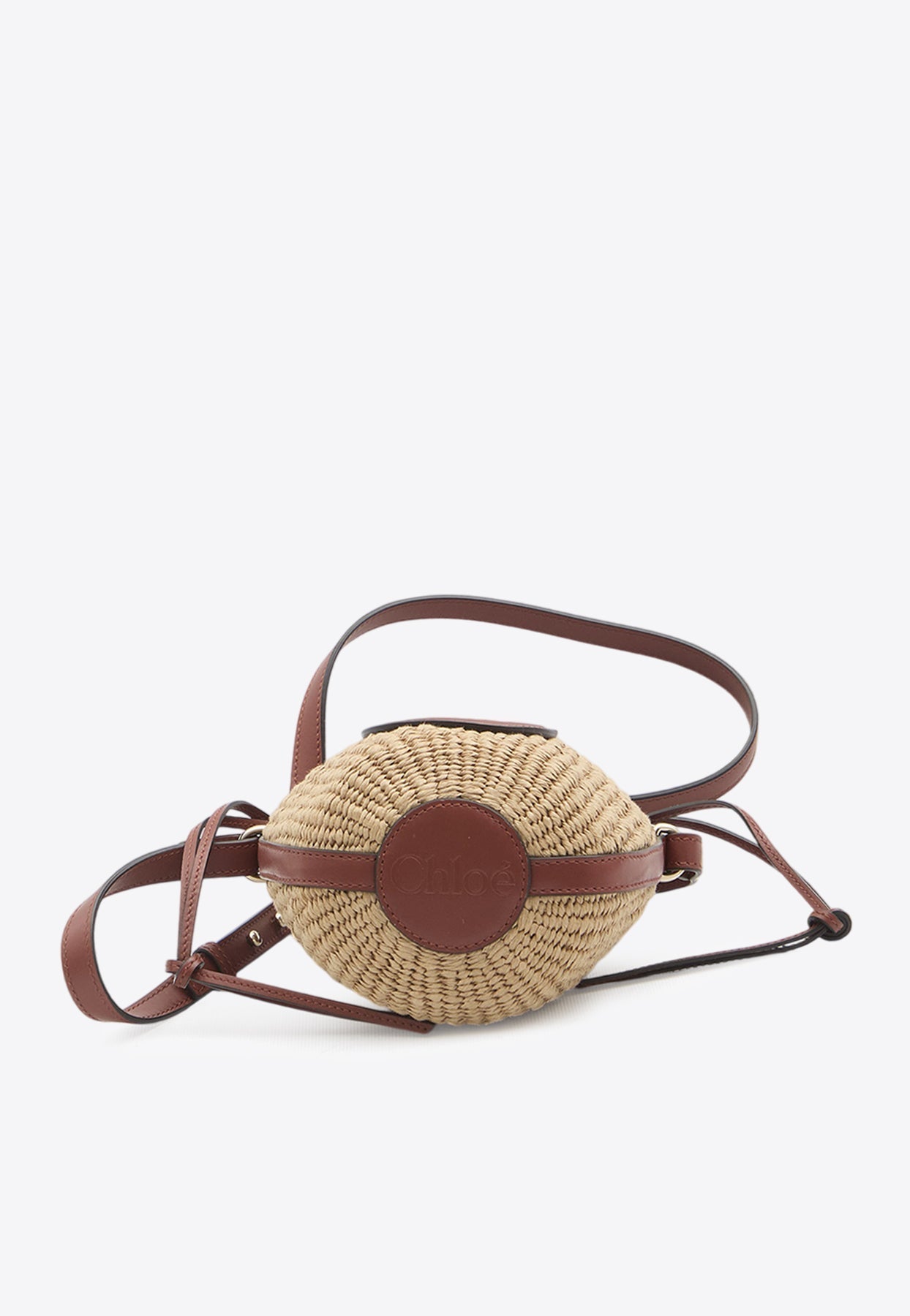 Mini sac panier tissé avec médaille de cheval